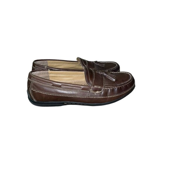 Chaps Men’s Loafers 10.5M Brown Leather Tassel Slip On Dress Shoes 96-26098 - Picture 12 of 16